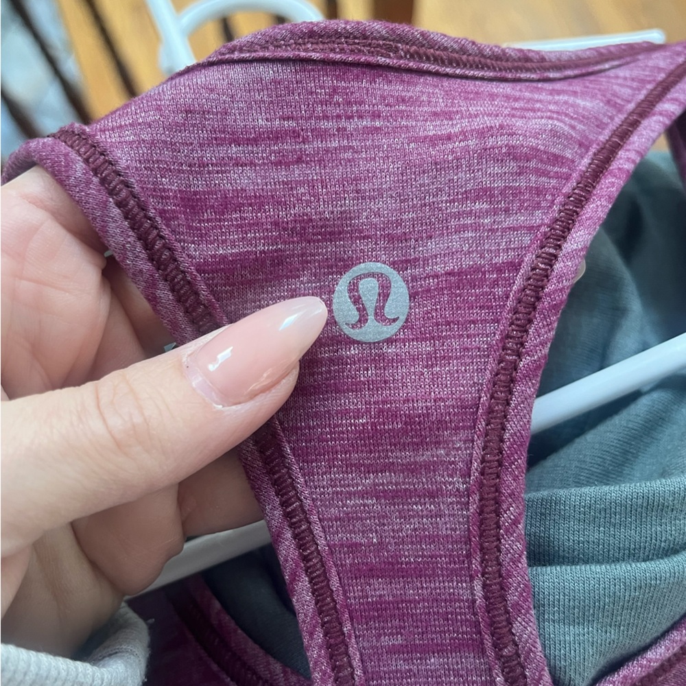 Lululemon Racerback Tank Top Heathered Burgundy Size 4 - Picture 2 of 3